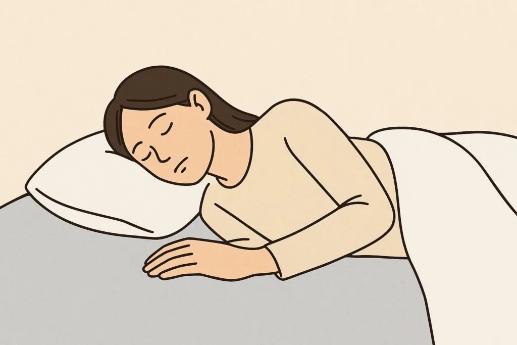 이석증 환자에게 도움이 되는 옆으로 누운 수면 자세 일러스트